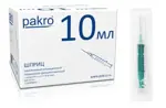 Pakro Шприц инъекционный одноразовый трехкомпонентный, 10 мл, шприц в комплекте с иглой, 100 шт, 21G (0.80х40) фото