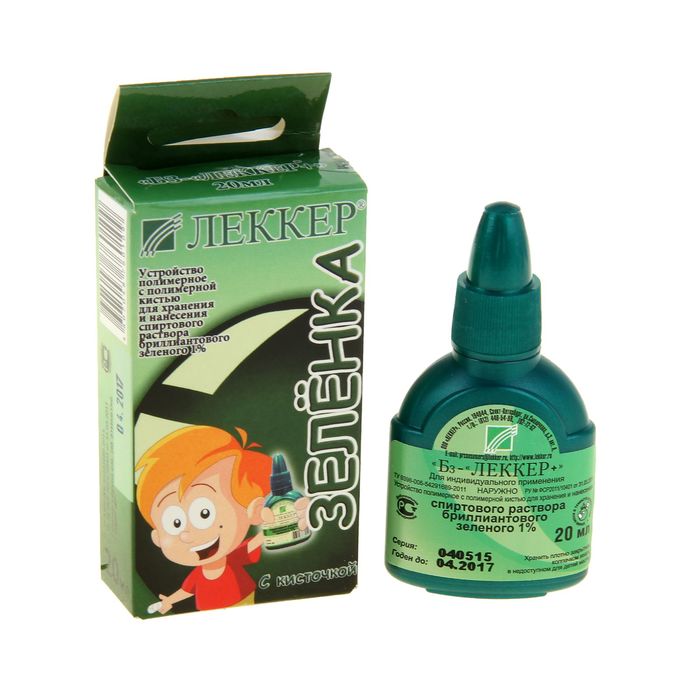 Леккер Бриллиантовый зеленый, 1 %, 20 мл, 1 шт, с кисточкой фото