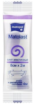 Matopat Matolast бинт эластичный фиксирующий без застежки, 8 см х 2 м, бинт эластичный, 1 шт. фото