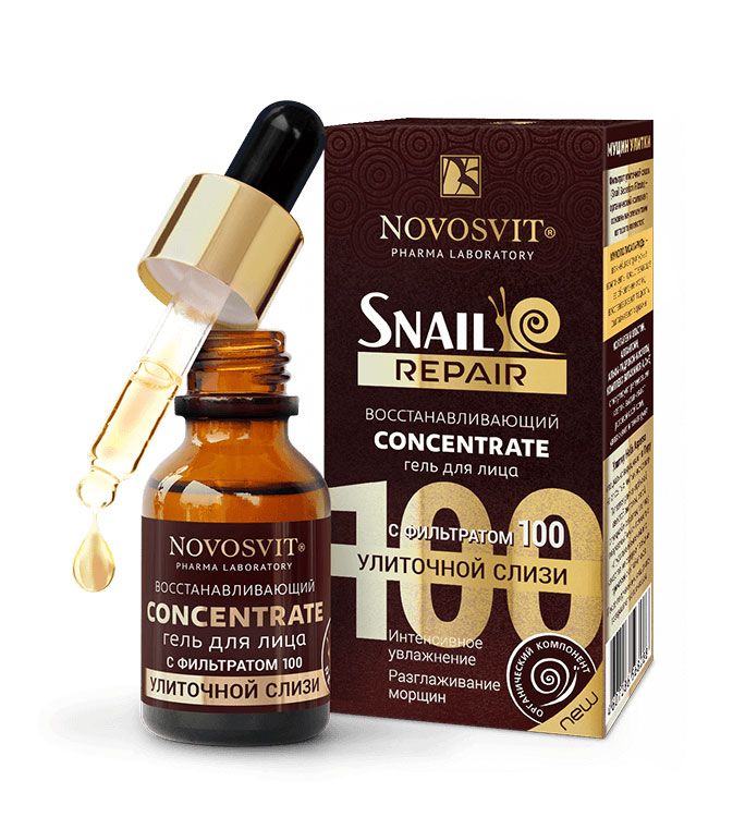 Novosvit Snail Repair Восстанавливающий Concentrate гель для лица с фильтратом улиточной слизи, гель, 25 мл, 1 шт, для лица фото