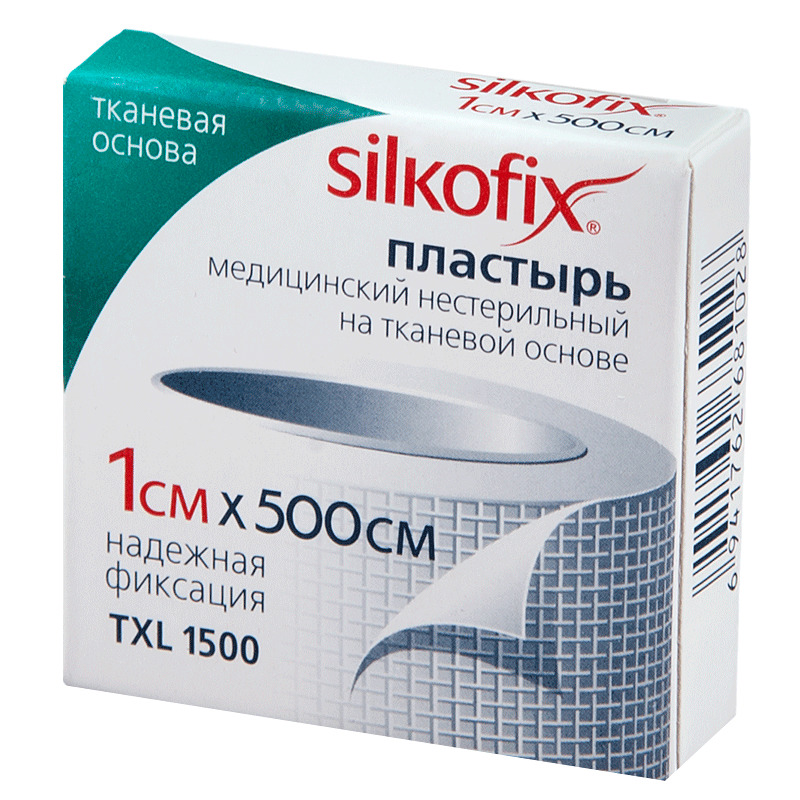 Silkofix Лейкопластырь фиксирующий, 1 см х 500 см, пластырь медицинский, 1 шт, тканевая основа фото
