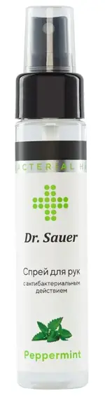 Dr Sauer Спрей для рук антибактериальный, 75%, спрей для местного применения, 60 мл, 1 шт, Peppermint фото