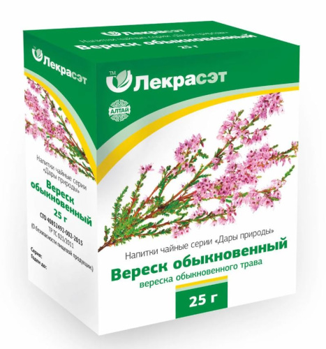 Дары природы Вереск обыкновенный, сырье растительное измельченное, 25 г, 1 шт. фото