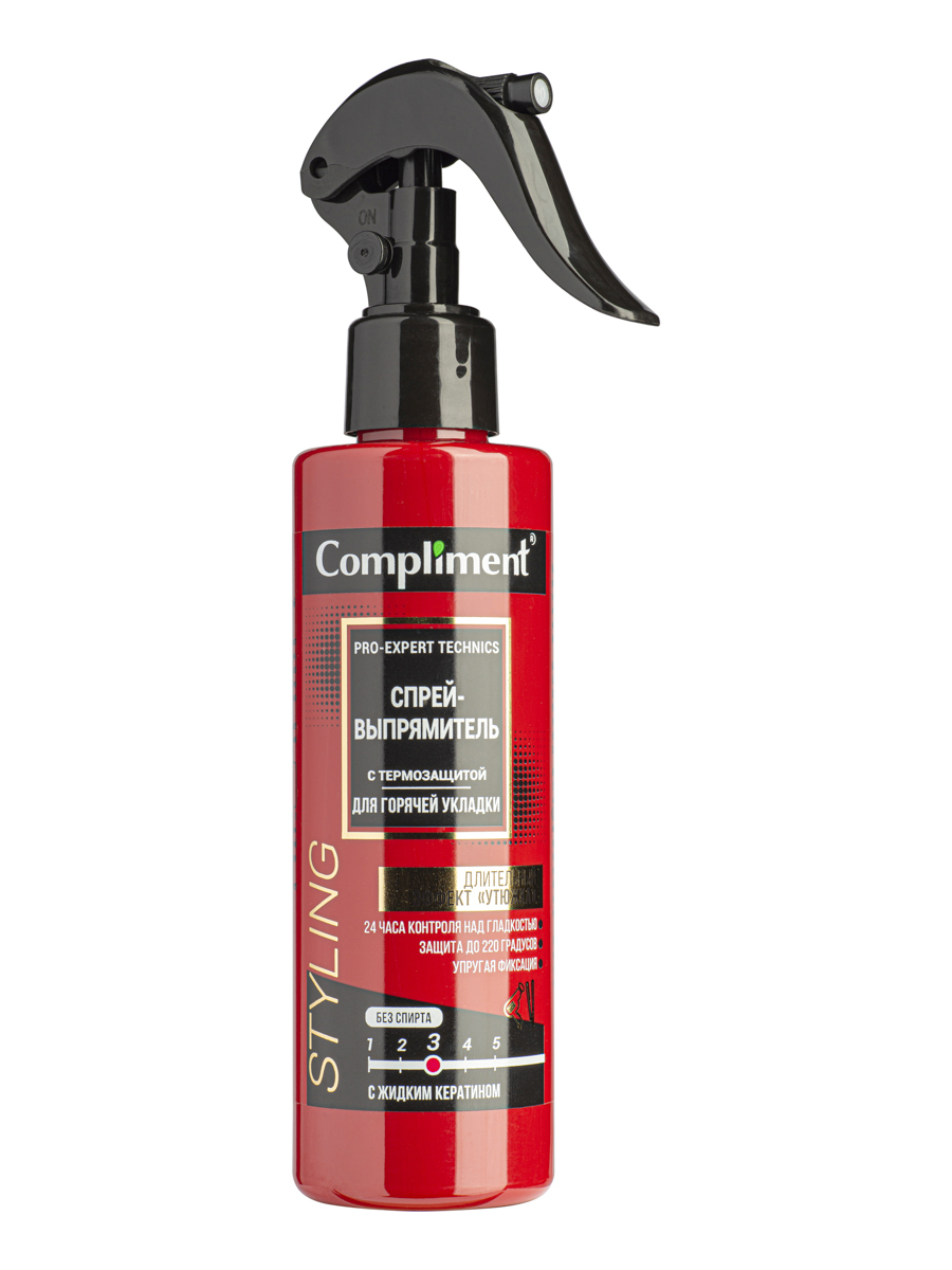Compliment Pro-expert technics спрей-выпрямитель с термо-защитой для горячей укладки, спрей, 200мл, 1 шт. фото