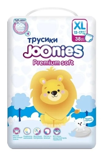 Joonies Premium Soft Подгузники-трусики для детей, XL, 38 шт, 12-17 кг фото