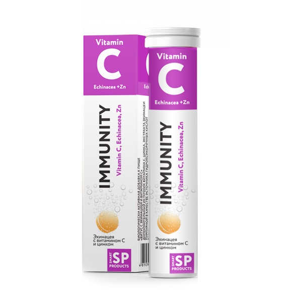 SP Эхинацея с витамином С и цинком, таблетки шипучие, 20 шт. фото