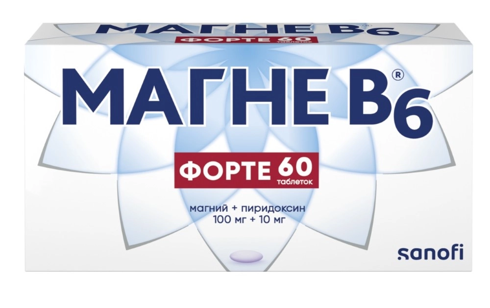 Магне B6 форте, таблетки, покрытые пленочной оболочкой, 60 шт. фото
