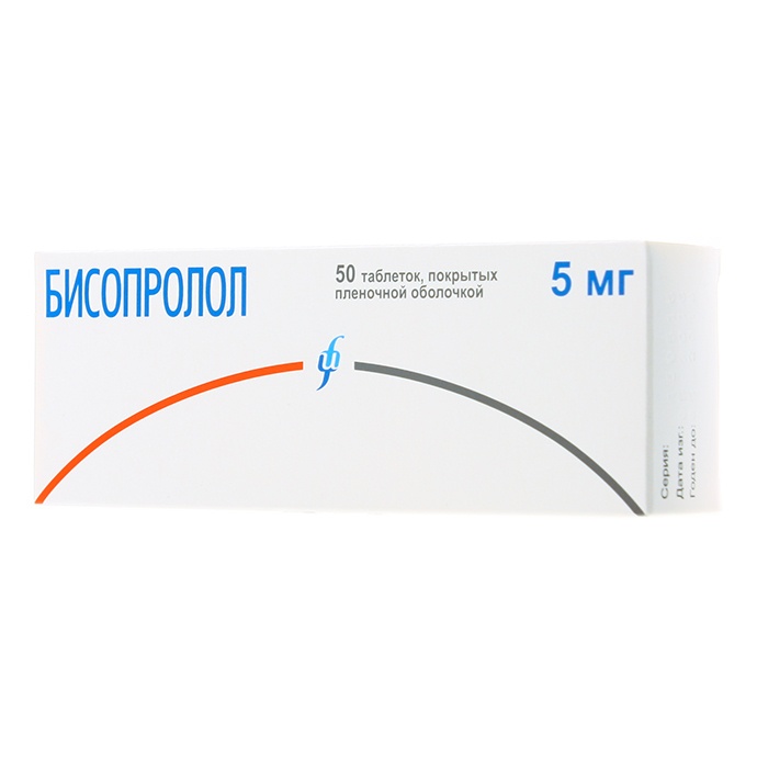 Бисопролол, 5 мг, таблетки, покрытые пленочной оболочкой, 50 шт. фото