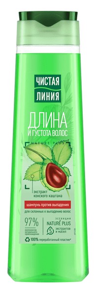 Чистая линия Длина и густота волос Конский каштан, шампунь, 400 мл, 1 шт, против выпадения волос фото