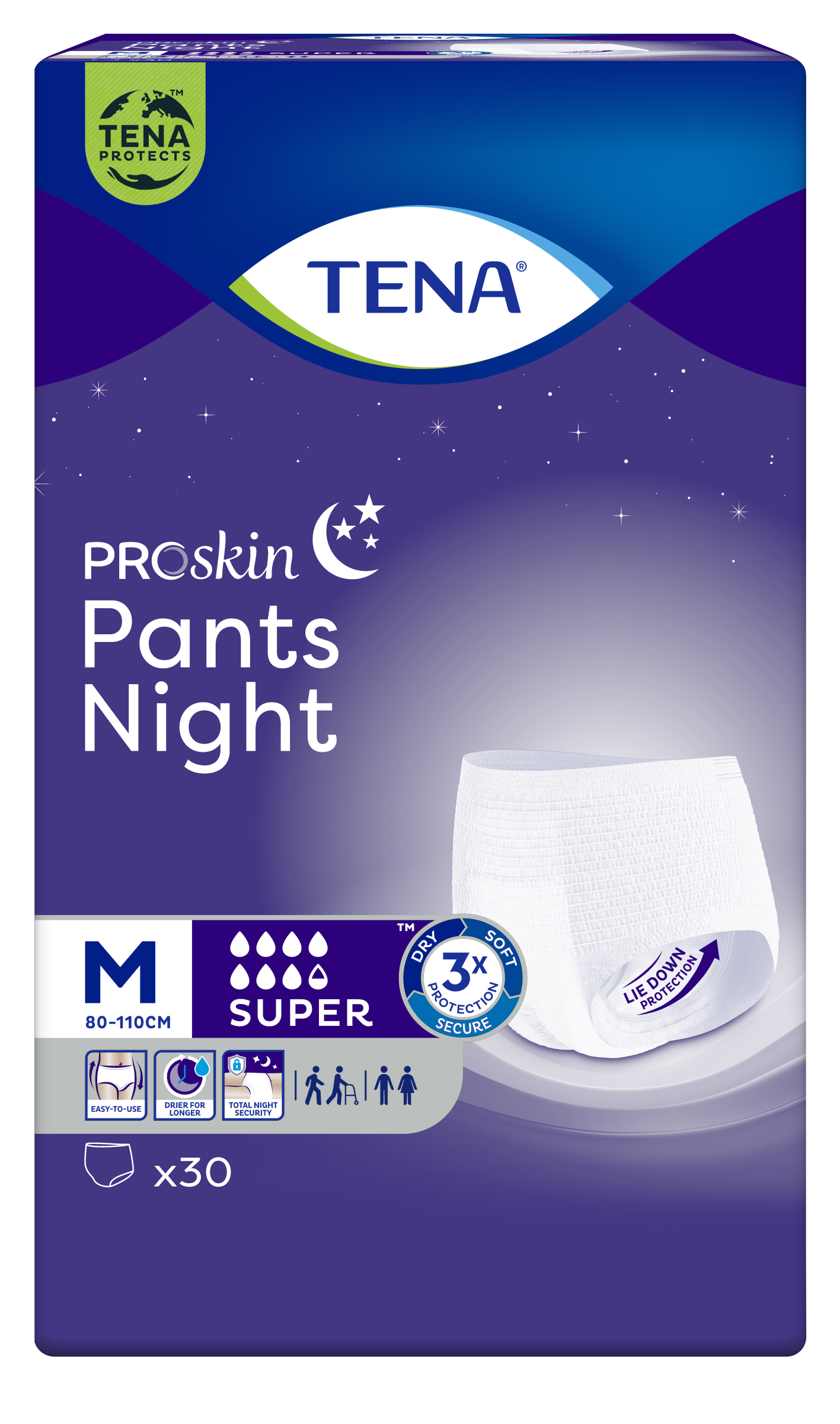 Tena Pants Night Super Подгузники-трусы для взрослых, Medium M (2), 30 шт, 80-110 см фото