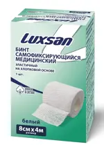 Luxsan Бинт эластичный самофиксирующийся на хлопковой основе, 8 см х 4 м, бинт эластичный, 1 шт, белый фото