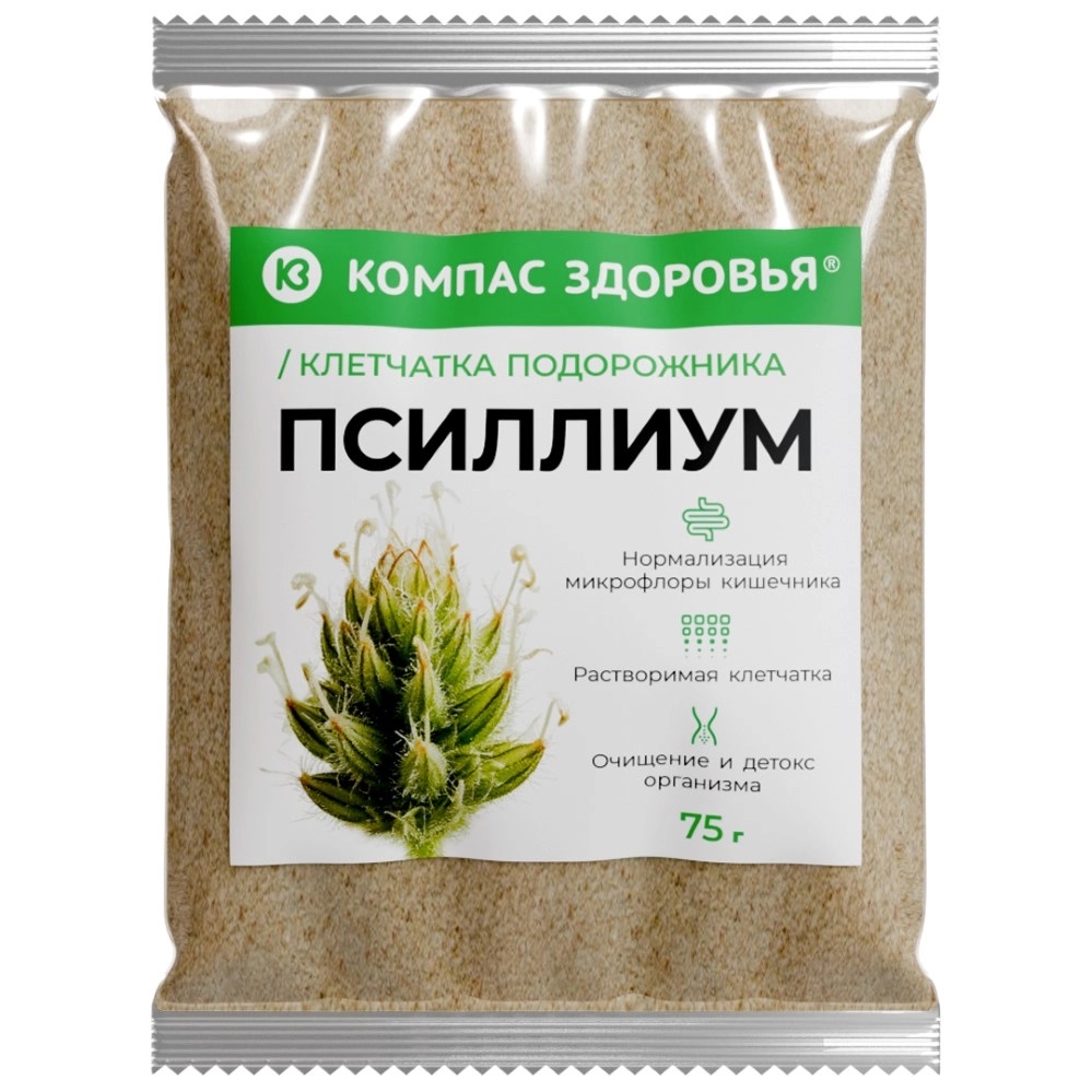 Компас здоровья Клетчатка подорожника Псиллиум, 75 г, 1 шт. фото