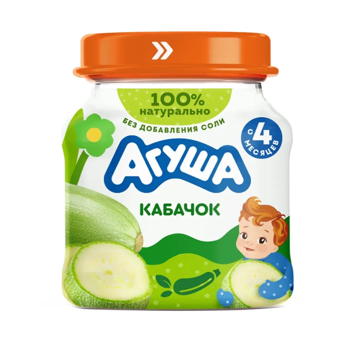 Агуша детское пюре, пюре, 80 г, 1 шт, кабачок фото