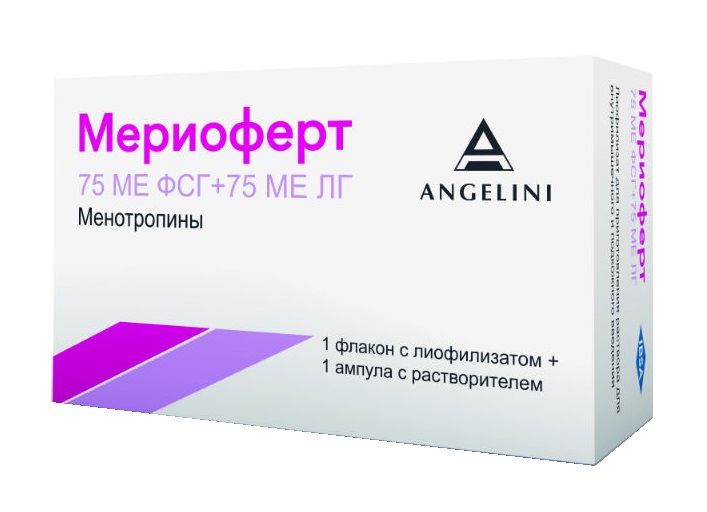 Мериоферт, лиофилизат для приготовления раствора для внутримышечного введения, 1 шт, 75МЕФСГ+75МЕЛГ, в комплекте с растворителем фото