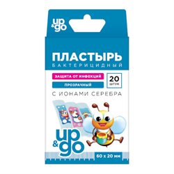 UP&GO Fantasy tattoo Пластырь бактерицидный детский с ионами серебра, 60 мм х 20 мм, пластырь, 20 шт, прозрачный фото