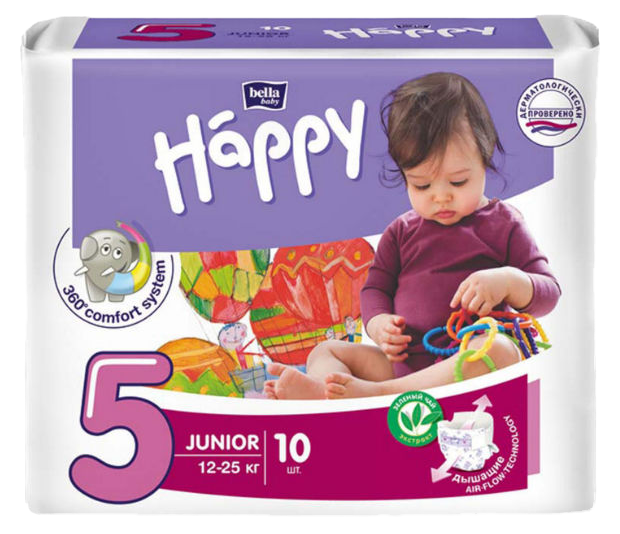 Bella Baby Happy Junior Подгузники детские, р. 5, 10 шт, 12-25 кг фото