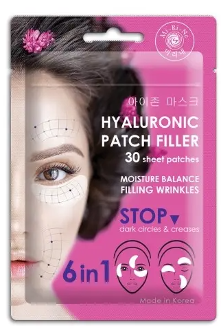 Mi-ri-ne патчи-филлеры тканевые гиалуроновые 6в1, патчи, 30 шт, для кожи вокруг глаз межбровных и носогубных складок на лице фото