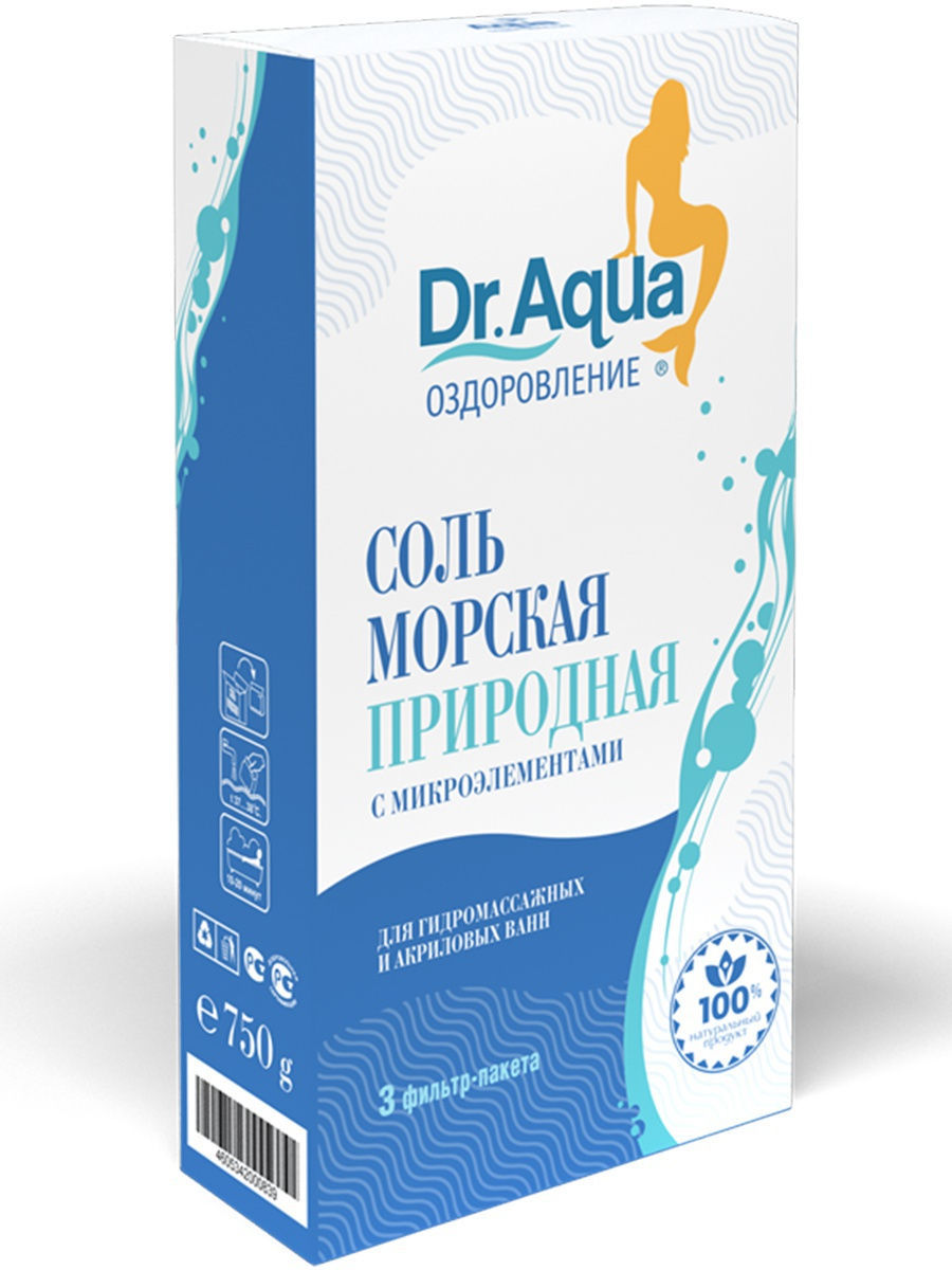 Dr Aqua Соль для ванн морская природная, соль для ванн, 250 г, 3 шт. фото