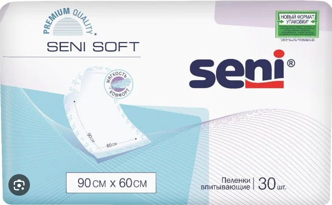 Seni soft Пеленки впитывающие, 60 см х 90 см, 30 шт, 4 капли фото