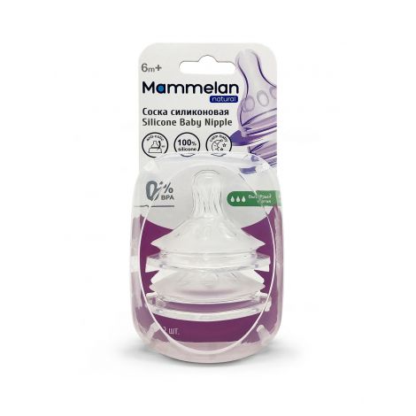 Mammelan соска силиконовая с 6 месяцев, 2 шт, быстрый поток фото