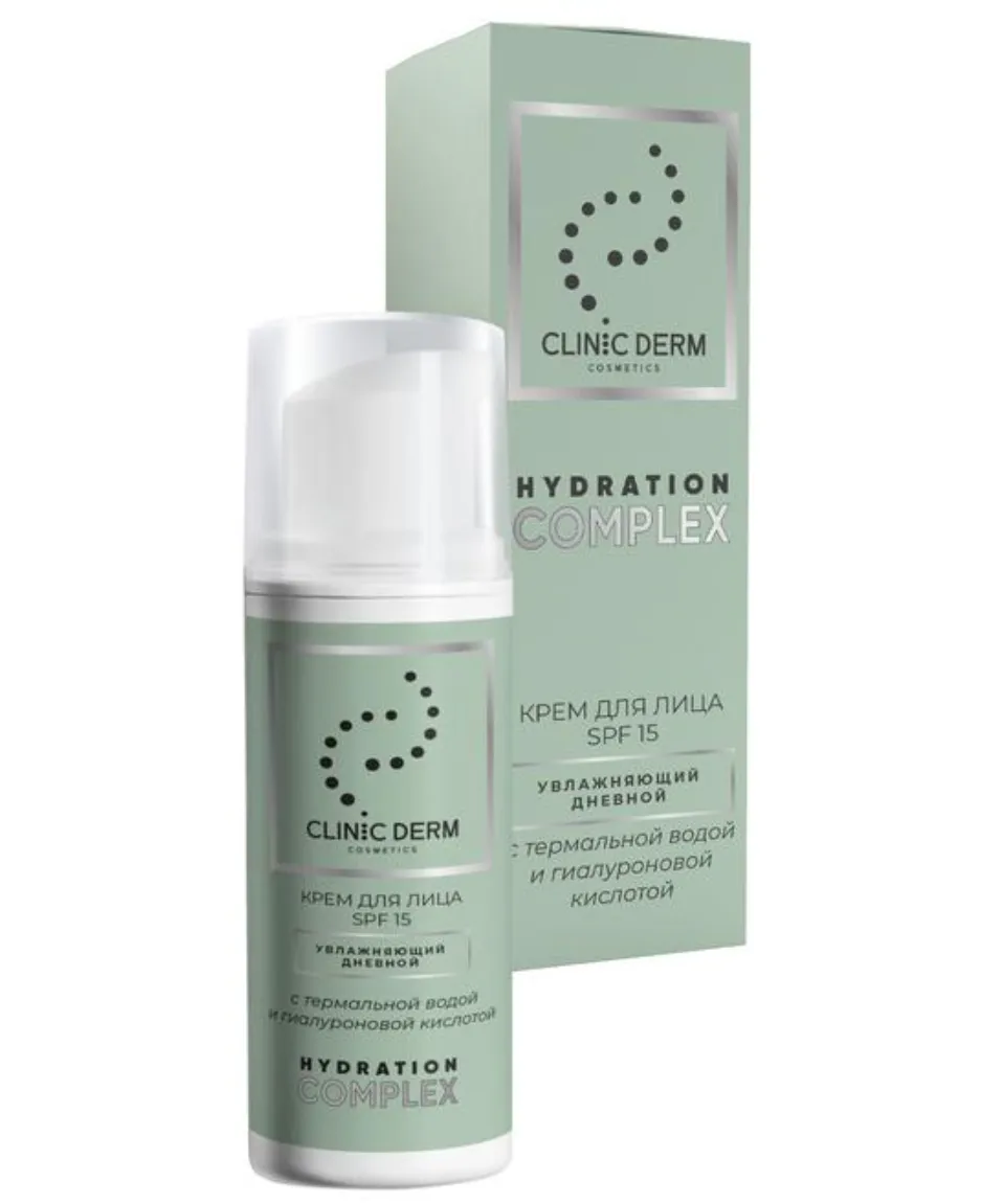 Clinic Derm Hydration Complex крем для лица дневной с термальной водой и гиалуроновой кислотой, крем для лица, 50 мл, 1 шт, SPF 15 фото