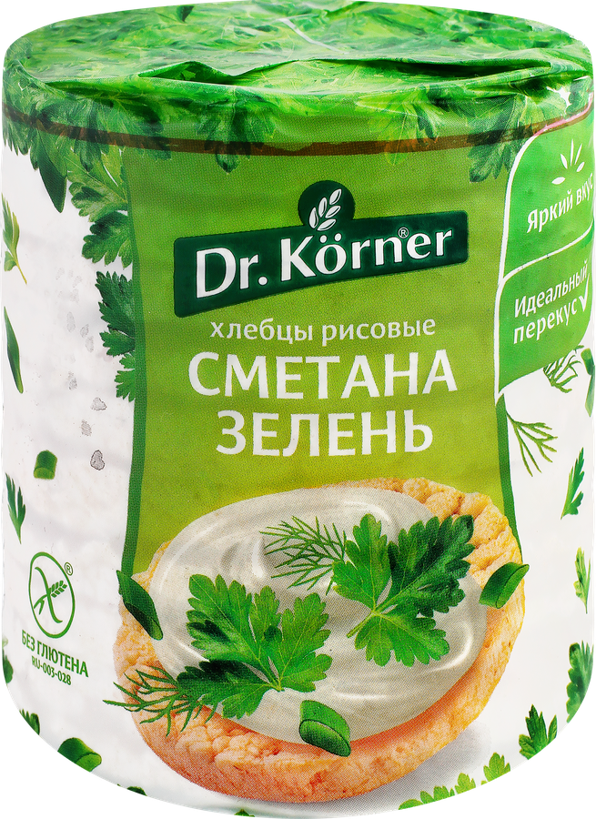Доктор Кернер Хлебцы рисовые, хлебцы, 80 г, 1 шт, сметана + зелень фото