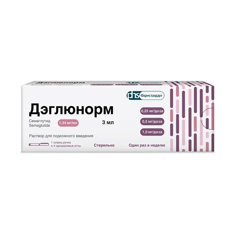 Дэглюнорм, 0.25/0.5/1 мг/доза, раствор для подкожного введения, 3 мл, 1 шт, в комплекте с иглами 4 шт. фото
