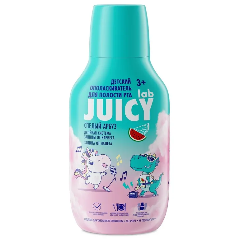 Splat Juicy Lab ополаскиватель для полости рта детский, ополаскиватель полости рта, 250 мл, 1 шт, арбуз фото
