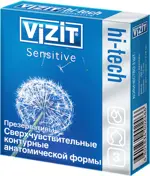 Презервативы Vizit Hi-Tech Sensitive, презерватив, 3 шт, сверхчувствительный фото