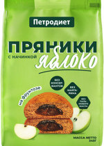 Пряники на фруктозе, 340 г, 1 шт, с яблочной начинкой фото