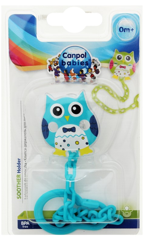 Canpol Клипса-держатель для пустышек Сова, 1 шт, цвет в ассортименте, арт. 10/876 фото
