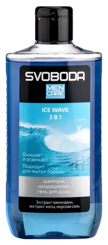 Svoboda men care ice wave шампунь-кондиционер-гель для душа 3в1, шампунь-гель 3 в 1, 290 мл, 1 шт. фото