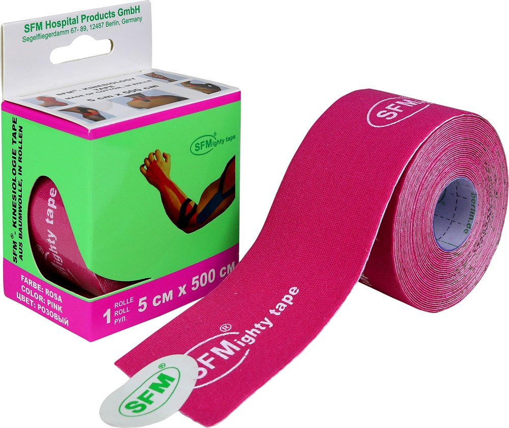 SFM-Plaster кинезио-тейп лента, 5 см х 500 см, 1 шт, розового цвета фото