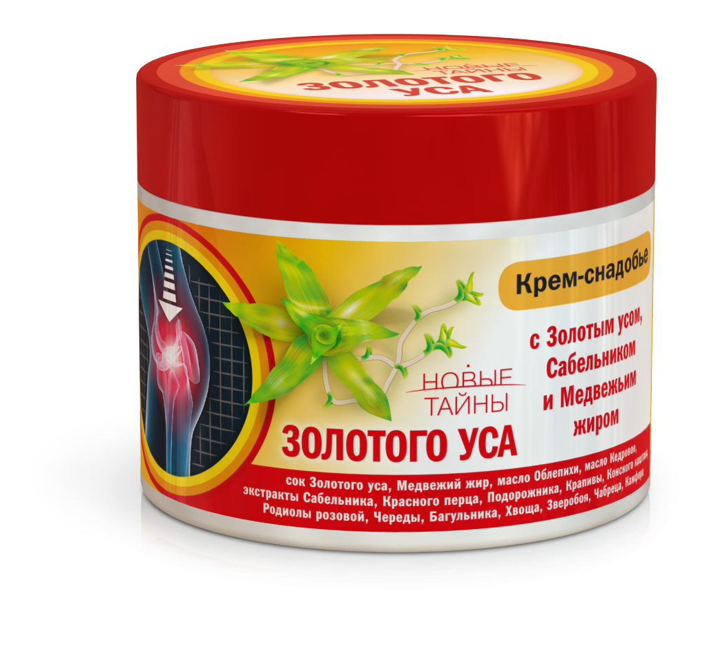 Новые тайны Золотого Уса Крем-снадобье с золотым усом, сабельником и медвежьим жиром, 300 мл, 1 шт. фото