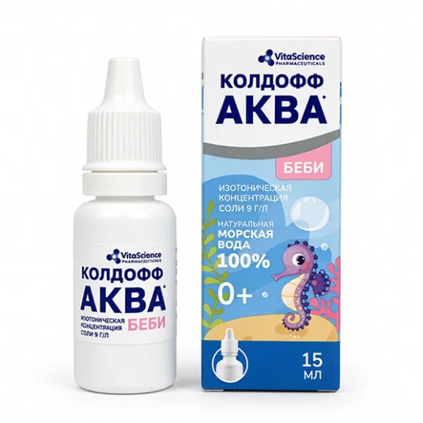 VitaScience Колдофф Аква беби Капли для промывания и орошения полости носа, капли, 15 мл, 1 шт. фото