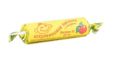 Аскорбинка детская, таблетки жевательные, 3 г, 10 шт, яблоко фото