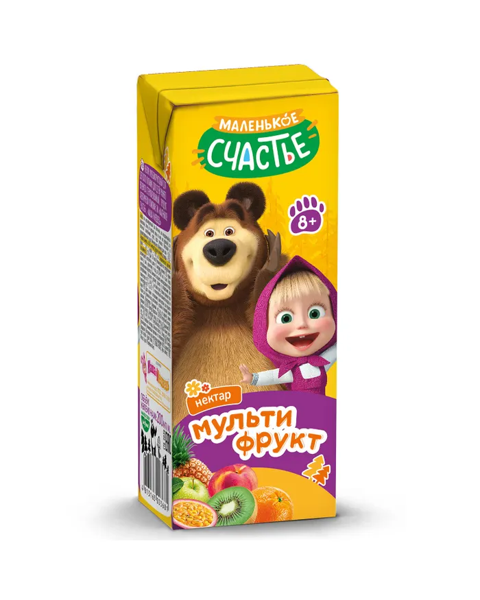 Маленькое счастье Маша и Медведь нектар, сок, 200 мл, 1 шт, мультифрукт фото
