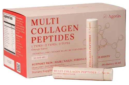 Agorax мульти коллаген пептиды со вкусом апельсина, жидкость для приема внутрь, 40 мл, 30 шт. фото