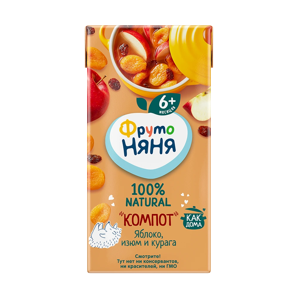 Фрутоняня компот из яблок с экстрактом изюма и кураги, 200 мл, 1 шт. фото