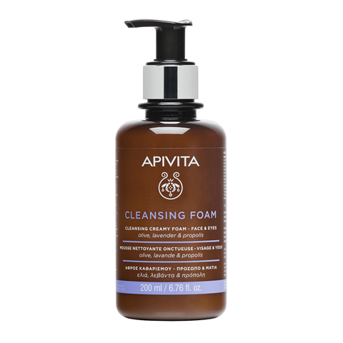 Apivita Пенка очищающая для лица и глаз с оливой, лавандой и прополисом, пенка для умывания, 200 мл, 1 шт. фото