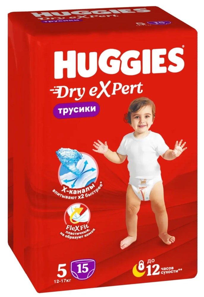 Huggies Dry eXpert Подгузники-трусики детские, р. 5, 15 шт, 12-17 кг фото