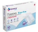 Клинса повязка пластырного типа с суперадсорбентом, 15 см х 9 см, 10 шт, стерильно фото