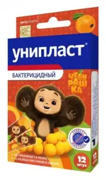 Унипласт лейкопластырь бактерицидный Чебурашка, лейкопластырь, 12 шт, набор фото