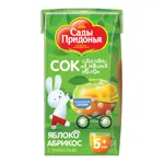 Сады Придонья Сок, 125 мл, 1 шт, яблоко + абрикос, для детей с 5 месяцев, без сахара фото