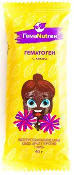 Гемаnutген Гематоген, плитка, 40 г, 1 шт, с какао фото 