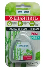 TimeDent зубная нить бамбуковая, 50 м, нить зубная, 1 шт, черная фото 1