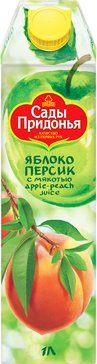 Сады Придонья Сок, 1 л, 1 шт, яблоко + персик, с мякотью фото