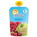 Бабушкино Лукошко Пюре, пюре, 90 г, 1 шт, яблоко + малина + вишня фото