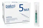 Pakro Шприц инъекционный одноразовый трехкомпонентный, 5 мл, шприц в комплекте с иглой, 100 шт, 22G (0,7х40) фото