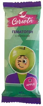 Coriota Гематоген народный, плитка, 40 г, 1 шт, яблоко фото 